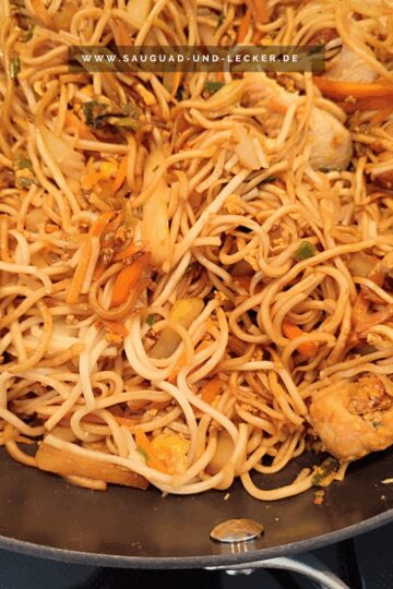 China-Nudeln aus der Pfanne